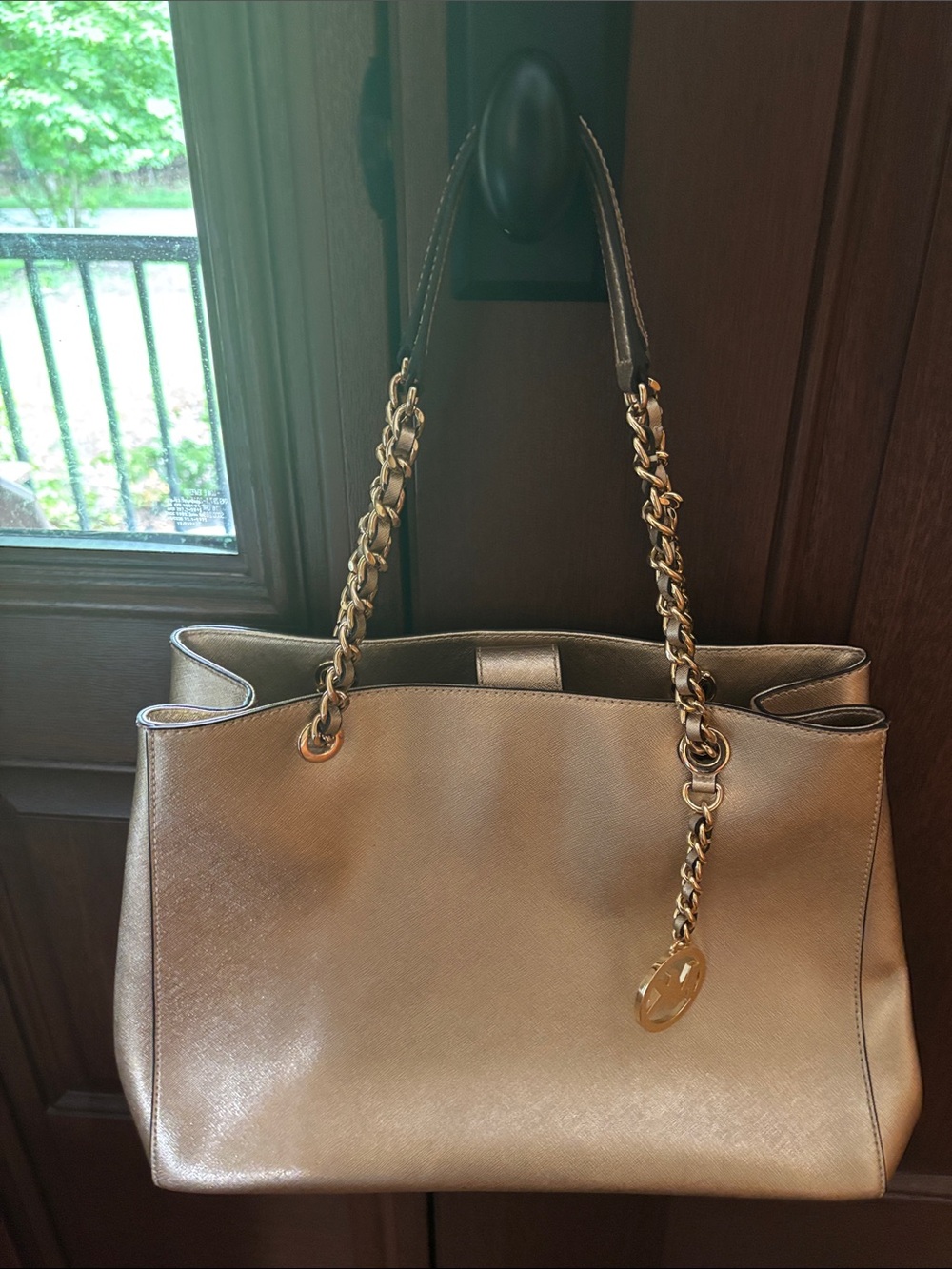 Michael Kors Gold Chain-Handle Shoulder Tote